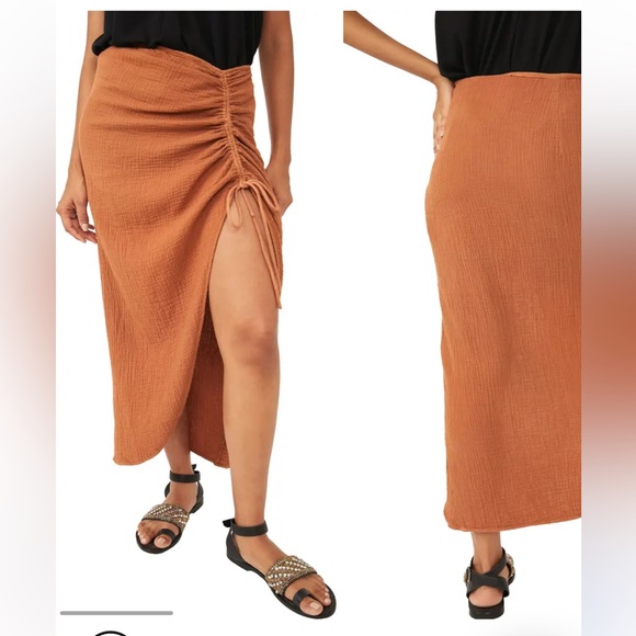 Free People Dresses & Skirts - NWT Free People Ruched Cotton Skirt in ginger spice color Size 10